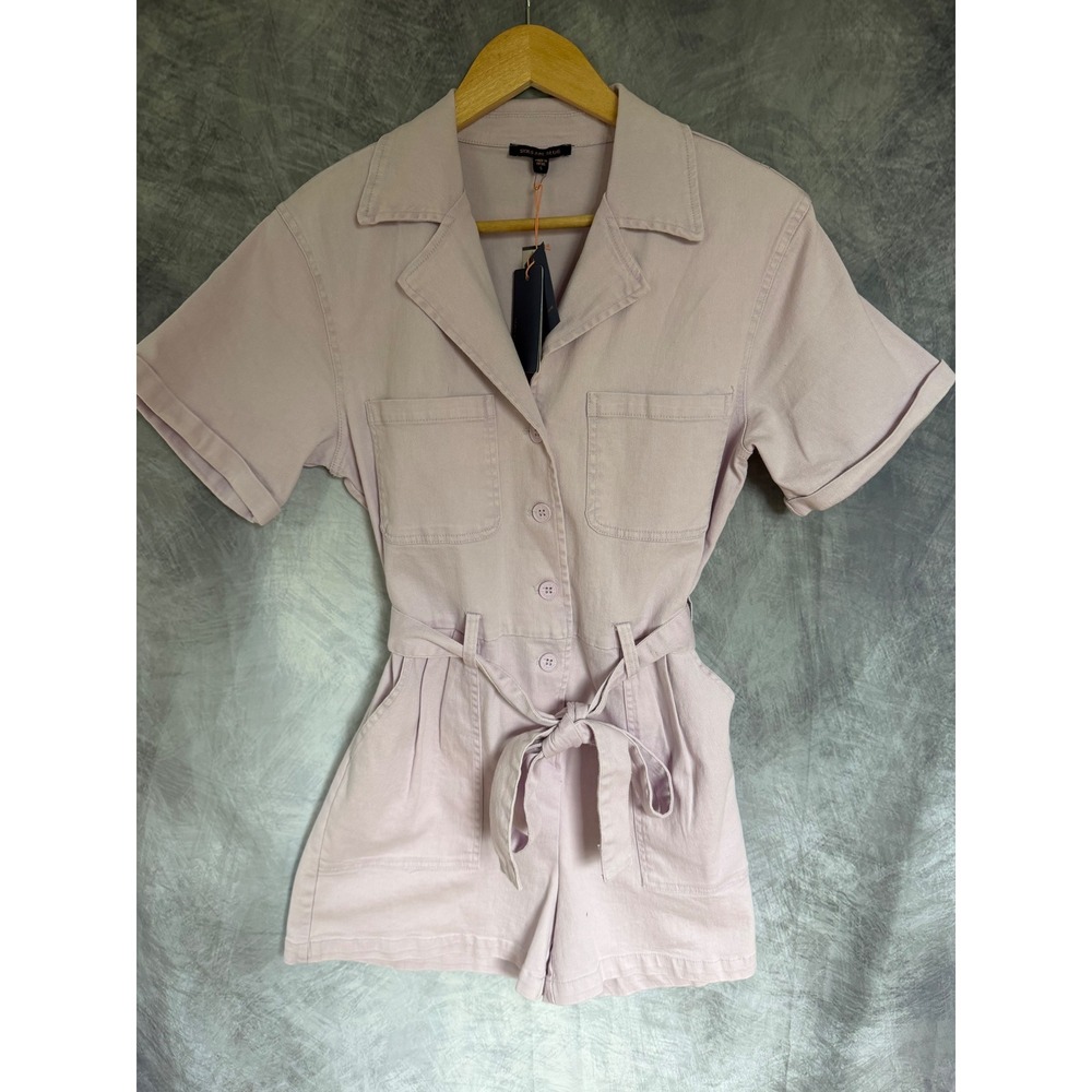 Skies Are Blue Lavender Washed Utility Romper Short Sleeve‎ Button Front Small